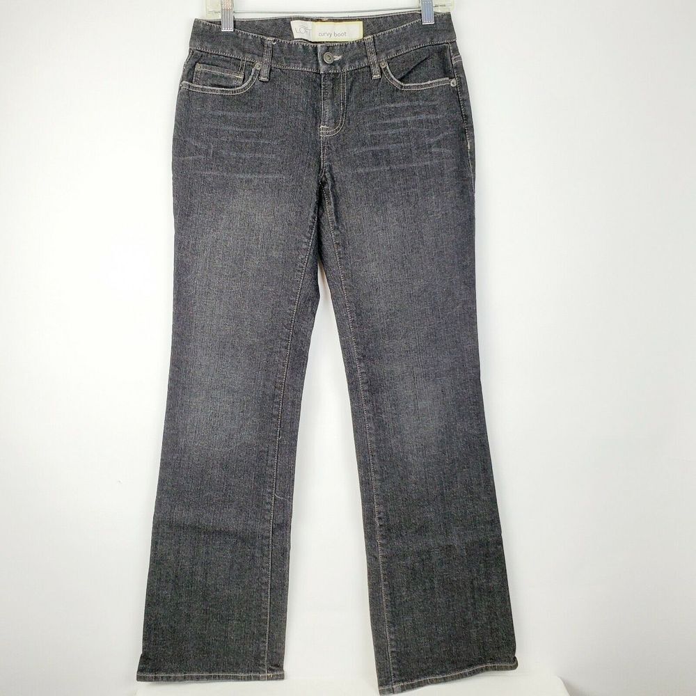 Ann Taylor Women's Curvy Bootcut Jeans Size 4 Black Zip Closure EUC